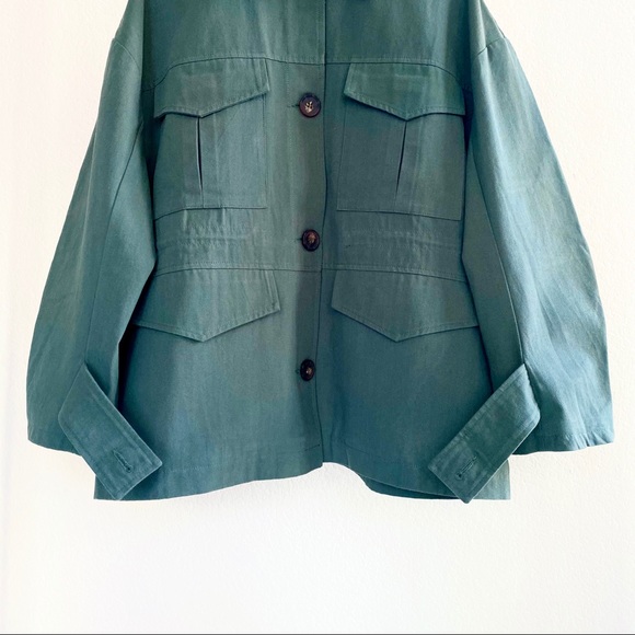Zara Green Pleated Overshirt Size Medium - Picture 5 of 8